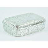 A silver snuff box of rectangular form,with scroll engraved sides and lid, Birmingham 1800, 1.