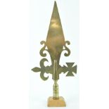 An early 19th century West Country Friendly brass stave head, Evercreech, on later mahogany plinth,
