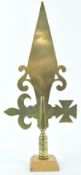 An early 19th century West Country Friendly brass stave head, Evercreech, on later mahogany plinth,