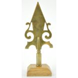 A 19th century West Country Friendly brass stave head, Paulton, on later mahogany plinth,
