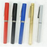 A gold plated Sheaffer White Dot fountain pen and four others