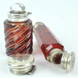 A ruby flashed glass twin section scent bottle,