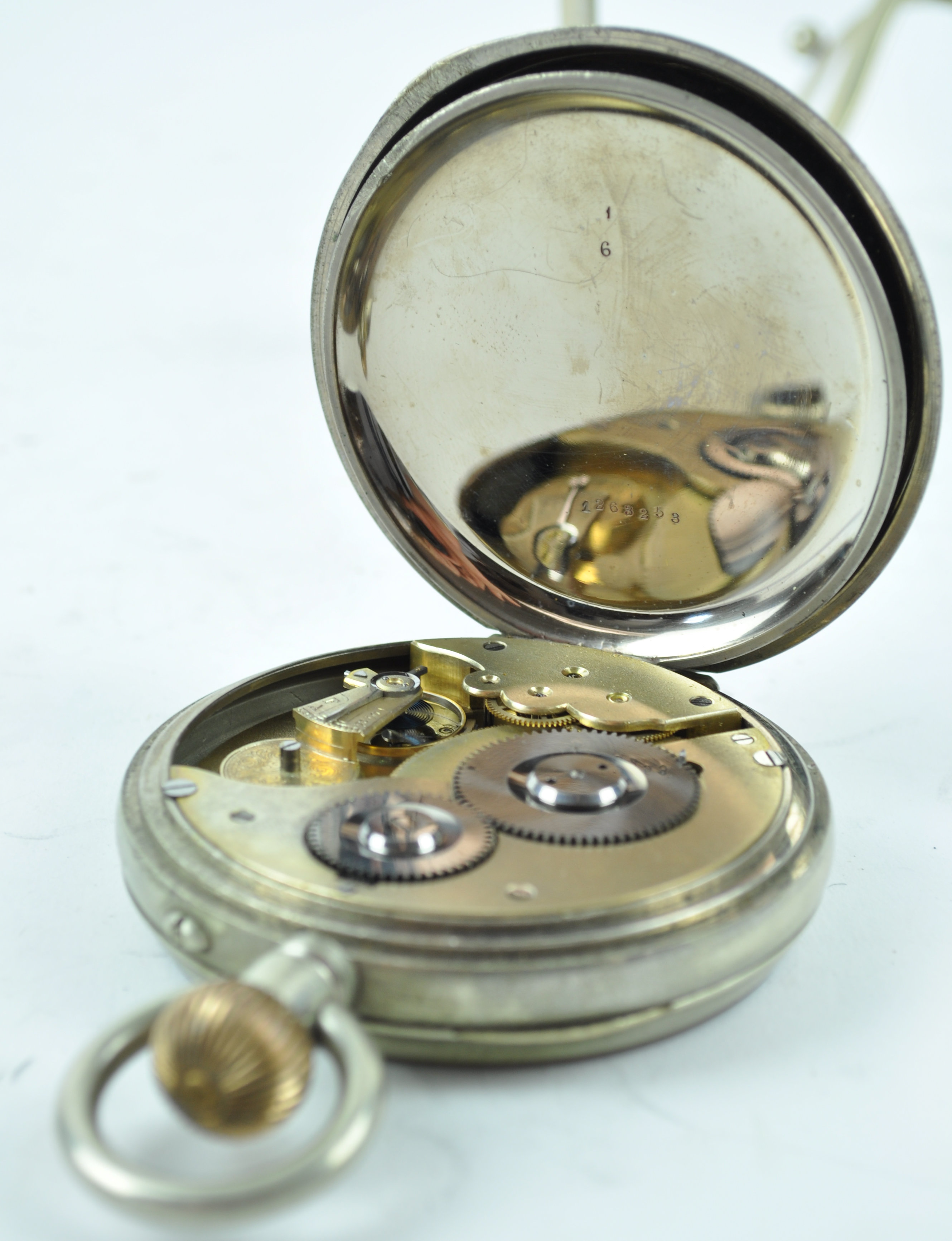 A Goliath pocket watch, the enamel dial with subsidiary second dial on stand, 18. - Image 3 of 7