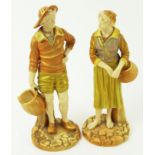 A pair of 19th century Worcester porcelain figures of a fisherman and his companion,