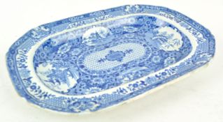 An early 19th century blue and white rectangular dish, possible Spode, circa 1820,