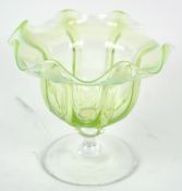 An opalescent Vaseline glass footed vase, in the style of James Powell & Sons, circa 1900,
