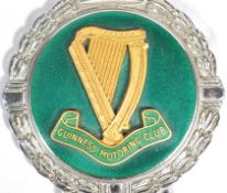 A rare Guinness Motoring Club car badge, stamped for J R Gaunt, London,