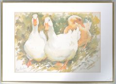 After Alan Barlow, lithograph, Geese, signed lower right and dated 89,