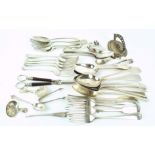 A group of assorted silver flatware in the old English, Hanoverian, Fiddle and other patterns,