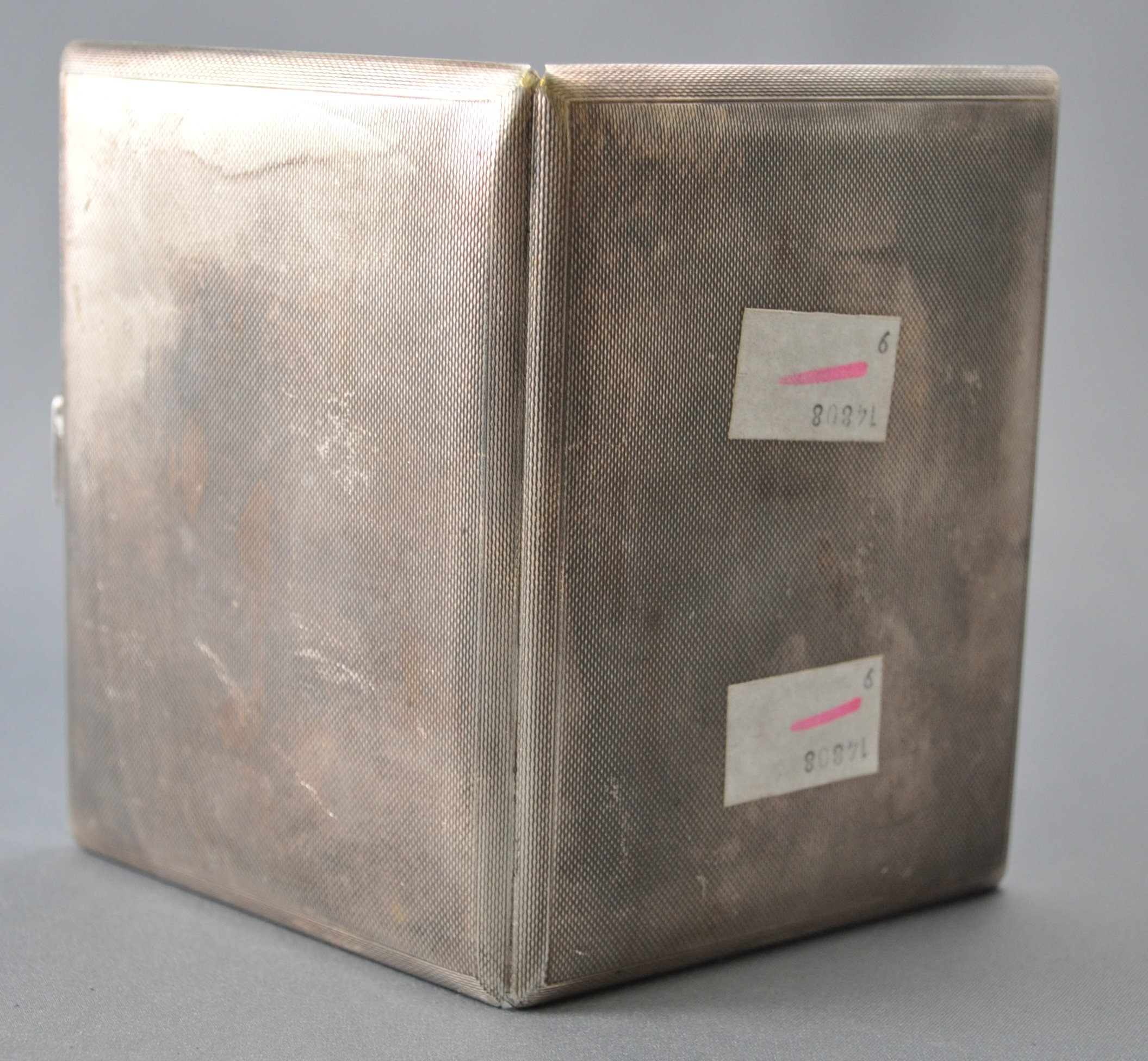 A plain rectangular form engine turned silver cigarette case with gilt interior, Garrard & Co, - Image 3 of 5