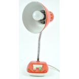 A mid 20th century vintage enamelled goose neck desk lamp,