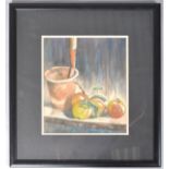 Rowland Hill,still life with apples pastel,