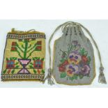 Two Victorian beaded evening purses, both with draw strings,