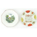 A 19th century octagonal children's plate with moulded daisy border and a scene of Windsor Castle,