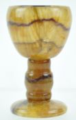 A Derbyshire Blue John bowl, on baluster stem and flared foot, 8.