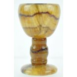 A Derbyshire Blue John bowl, on baluster stem and flared foot, 8.