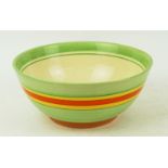 A Clarice Cliff banded bowl, retailed by Libertys, stamped marks to base, Clarice Cliff Bizarre,