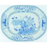 An early 19th century Ironstone blue and white platter, circa 1820, with chinoiserie decoration, 42.