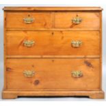 A 19th century pine chest of two short drawers above two graduated long drawers, 82.