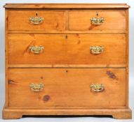A 19th century pine chest of two short drawers above two graduated long drawers, 82.