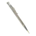 A yard'o'lead rolled silver propelling pencil with engine turned body,