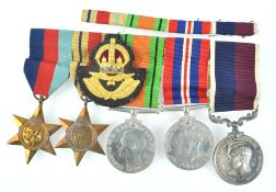 A WWII RAF medal group to FG OFF J Green, with the 1939-45 Star, Africa Star, Defence medal,