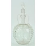 A late 19th century Dutch glass decanter, the spherical body decorated with etched panels of fruit,