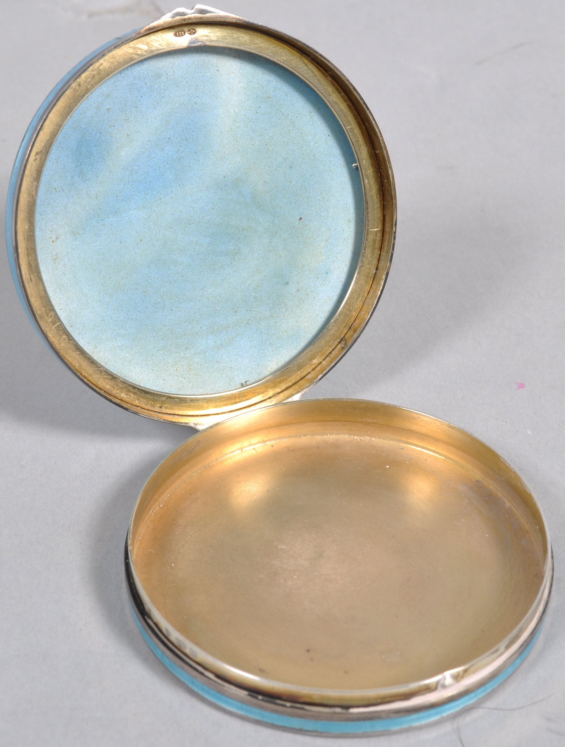 A silver and engine turned enamel powder compact, stamped . - Image 3 of 3