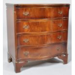 A 20th century mahogany serpentine chest, of four drawers on bracket feet, 84cm high x 76.