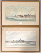 English school, watercolour, View of Boreham, a pair,
