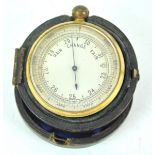 A pocket barometer, with silvered dial and leather travelling case, early 20th century,
