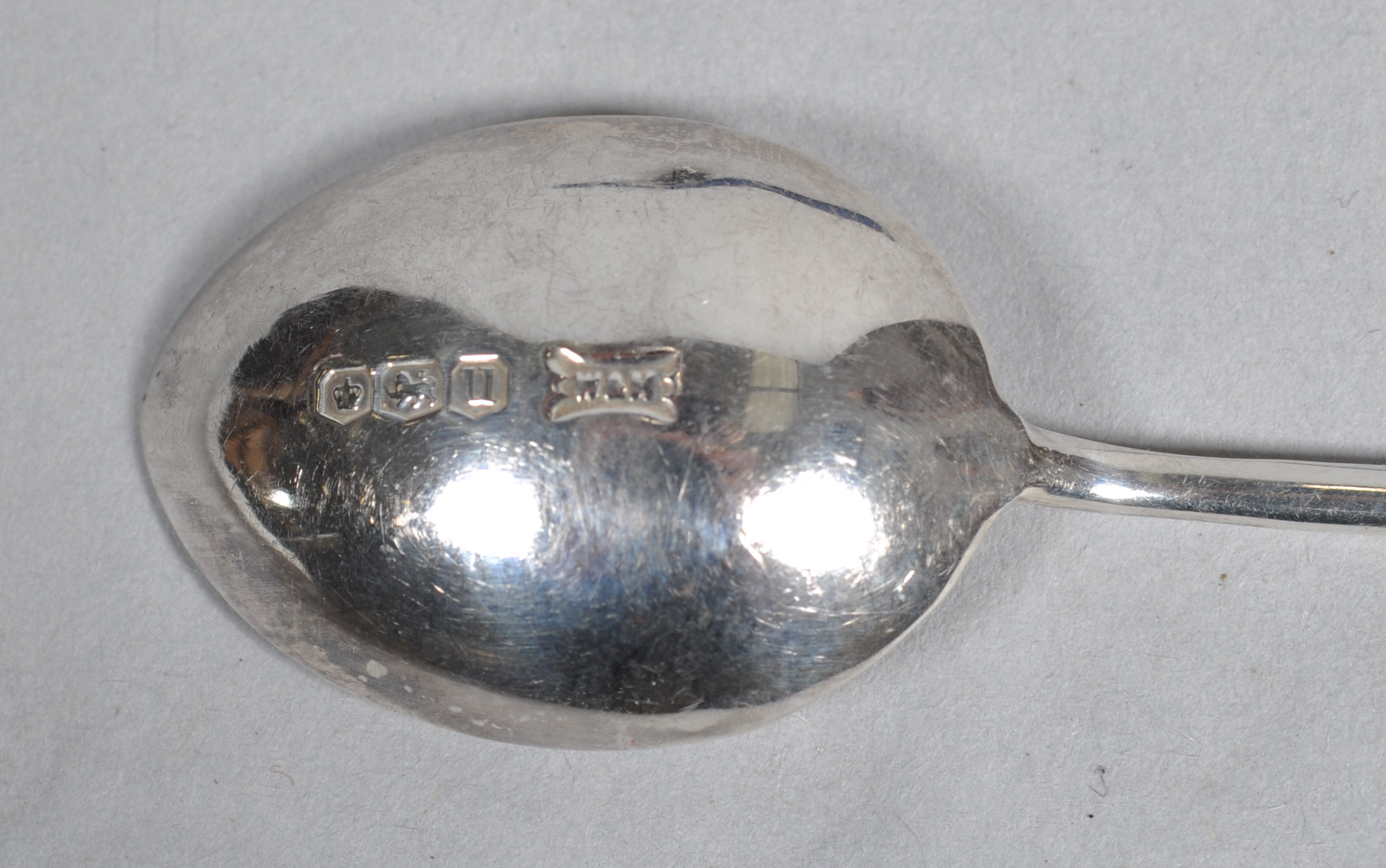 A cased set of silver coffee spoons with coffee bean terminals, by Walker & Hall, Sheffield 1937, - Image 2 of 2