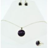 A collection of blue john jewellery to include: A pair of drop earrings;
