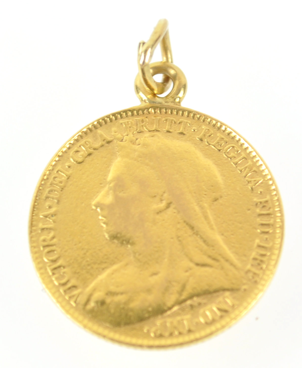 A half sovereign coin dated 1896, having a soldered jump ring pendant attachment. 4. - Image 2 of 2