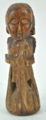 An unusual Chinese carved hardwood figure of a lady, possibly a finial port, probably 18th century,