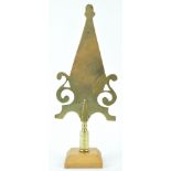 A 19th century West Country Friendly brass stave head, High Littleton, on a later mahogany plinth,