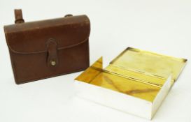 An Edwardian EPNS sandwich box, in fitted leather case,