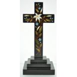 A Victorian Derbyshire Ashford marble Crucifix on triple stepped base,