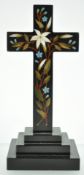 A Victorian Derbyshire Ashford marble Crucifix on triple stepped base,