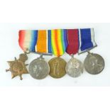 A set of three WWI medals awarded to P J Roach, Engine Room Artificer (comprising - 1914/15 Star,