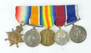 A set of three WWI medals awarded to P J Roach, Engine Room Artificer (comprising - 1914/15 Star,