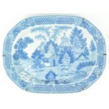 An early 19th century Pearlware blue and white meat plate,