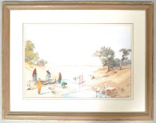 Johnathon Savill, Women at the Well, Rajastan, watercolour, signed and dated lower left,