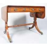 A 19th century mahogany cross banded sofa table with drop ends,