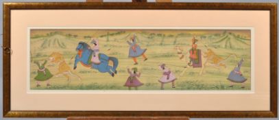 Indian school, gouache heightened with gilt, Tiger Hunt,