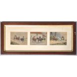 G.Wright, watercolour, three 19th century views of equestrian subjects