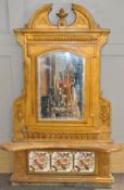 A Victorian cast iron over-mantel mirror, of architectural form,