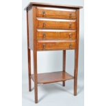 An early 20th century mahogany bedside chest of four drawers,