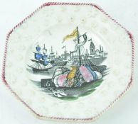 An octagonal commemorative plate, 'Repeal of the Corn Laws', 1846, 15.