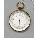 A pocket barometer, with silvered dial, probably early 20th century,